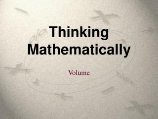 Thinking Mathematically