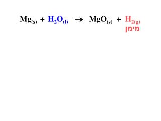 Mg (s) + H 2 O (l)  MgO (s) + H 2(g)