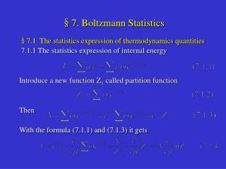 §7. Boltzmann Statistics