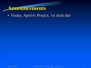 Announcements