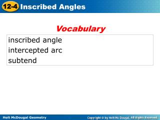 inscribed angle intercepted arc subtend