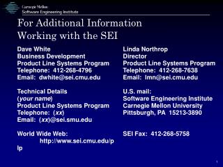 For Additional Information Working with the SEI