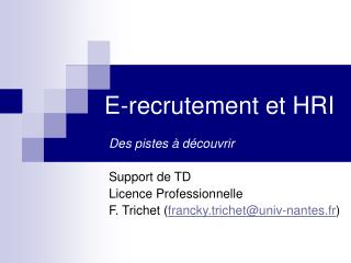 E-recrutement et HRI
