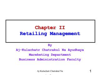 Chapter II Retailing Management