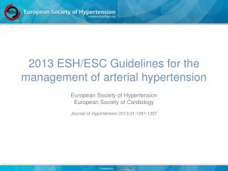 2013 ESH/ESC Guidelines for the management of arterial hypertension