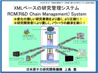 XML ベースの研究管理システム RCM(R&amp;D Chain Management) System