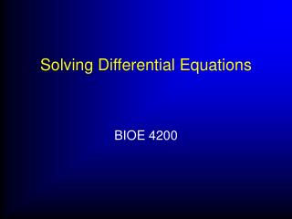 Solving Differential Equations