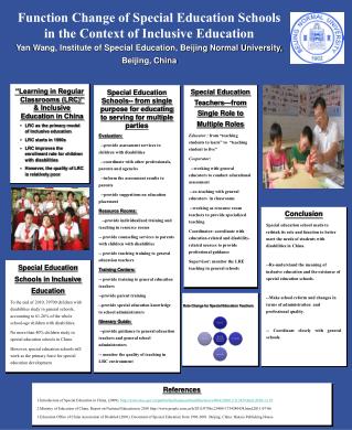 Function Change of Special Education Schools in the Context of Inclusive Education