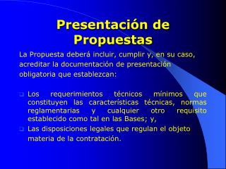 Presentación de Propuestas