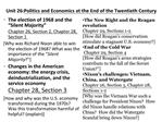 Unit 26:Politics and Economics at the End of the Twentieth Century
