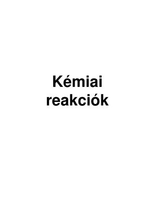 Kémiai reakciók