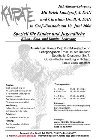 JKA-Karate-Lehrgang Mit Erich Landgraf, 4. DAN und Christian Gradl, 4. DAN