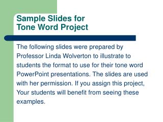 Sample Slides for Tone Word Project