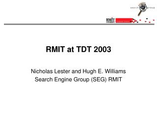 RMIT at TDT 2003