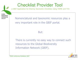 Checklist Provider Tool