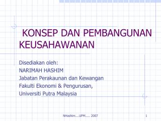 KONSEP DAN PEMBANGUNAN KEUSAHAWANAN