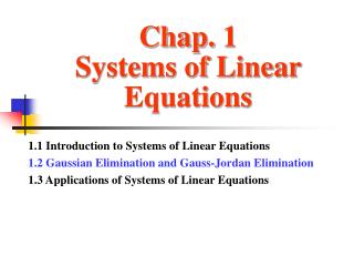 Chap. 1 Systems of Linear Equations