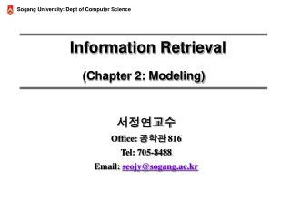 Information Retrieval (Chapter 2: Modeling)