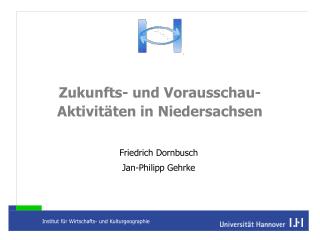 Zukunfts- und Vorausschau-Aktivitäten in Niedersachsen