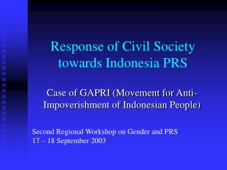 Response of Civil Society towards Indonesia PRS