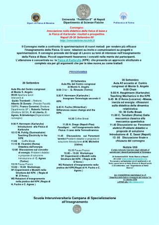 Convegno: Innovazione nella didattica della fisica di base e