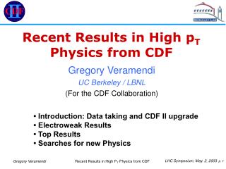 Recent Results in High p T Physics from CDF