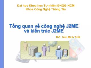 Tổng quan về công nghệ J2ME và kiến trúc J2ME
