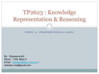 TP2623 : Knowledge Representation &amp; Reasoning