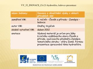 VY_52_INOVACE_Z.6.21-hydrosféra, ledovce-prezentace