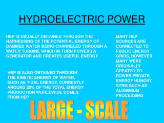 HYDROELECTRIC POWER