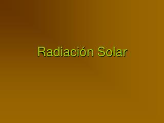 Radiación Solar