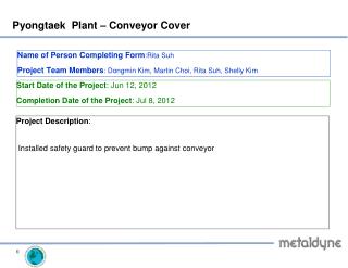 Pyongtaek Plant – Conveyor Cover
