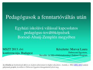 Pedagógusok a fenntartóváltás után