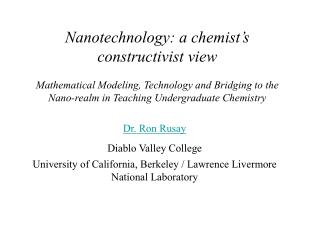 Dr. Ron Rusay Diablo Valley College