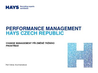 PERFORMANCE MANAGEMENT HAYS CZECH REPUBLIC