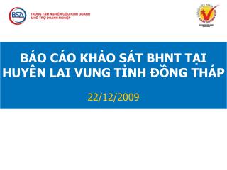 BÁO CÁO KHẢO SÁT BHNT TẠI HUYÊN LAI VUNG TỈNH ĐỒNG THÁP