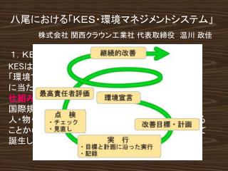 八尾における「ＫＥＳ・環境マネジメントシステム」