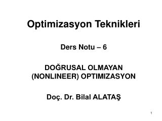 Optimizasyon Teknikleri