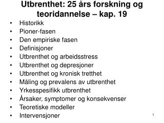 Utbrenthet: 25 års forskning og teoridannelse – kap. 19