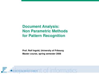 Document Analysis: Non Parametric Methods for Pattern Recognition