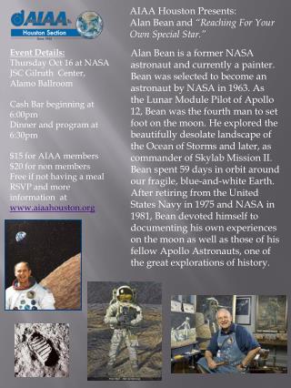 AIAA Houston Presents: Alan Bean and “Reaching For Your Own Special Star.”