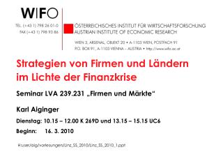 Strategien von Firmen und Ländern im Lichte der Finanzkrise