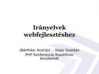 Irányelvek webfejlesztéshez