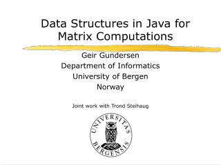 Data Structures in Java for Matrix Computations