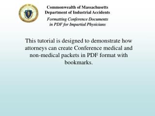 Commonwealth of Massachusetts Department of Industrial Accidents