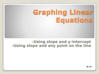 Graphing Linear Equations