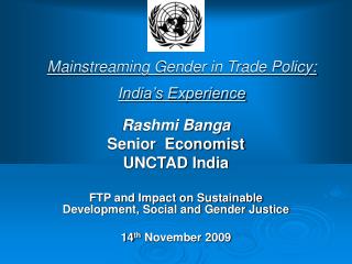 Mainstreaming Gender in Trade Policy: India’s Experience