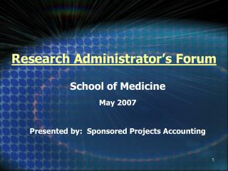 Research Administrator’s Forum