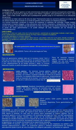 CANCER GASTRICO Y GIST . PRESENTACIÓN DE UN CASO