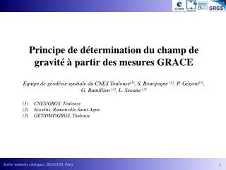 Principe de détermination du champ de gravité à partir des mesures GRACE